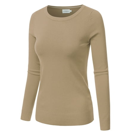 JJ Perfection Womens Simple Crew Neck Pullover Chic Soft Sweater with Plus Size